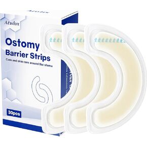 30PCS Ostomy Barrier Strips, Medical Hydrocolloid Ostomy Supplies, Elastic Barrier Strips, Waterproof Leak-Free Skin Adhesive Barrier Tapes for Stoma Colostomy Bags in Saudi Arabia