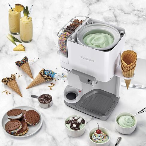 Cuisinart Soft Serve Ice Cream Machine- Mix It In Ice Cream Maker for Frozen Yogurt, Sorbet, Gelato, Drinks 1.5 Quart, White, ICE-48 in Saudi Arabia