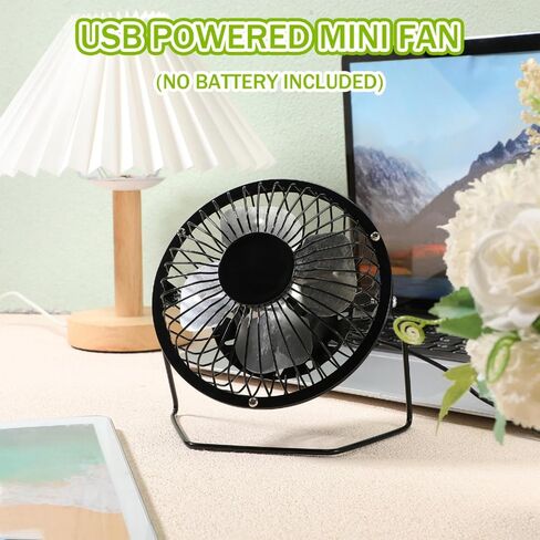 4 Pcs 4" USB Fan Powerful Quiet 360° Adjustable Rotation Desk Fan Summer Personal Small Electric Fan Ideal for Home or Office Bedroom Desk Airflow Cooling, USB Powered Only (Black) in Saudi Arabia