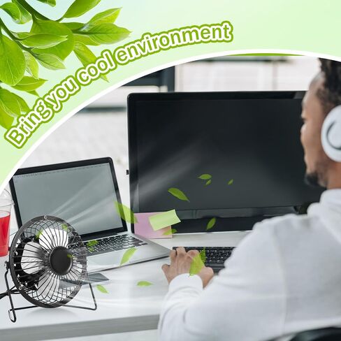4 Pcs 4" USB Fan Powerful Quiet 360° Adjustable Rotation Desk Fan Summer Personal Small Electric Fan Ideal for Home or Office Bedroom Desk Airflow Cooling, USB Powered Only (Black) in Saudi Arabia