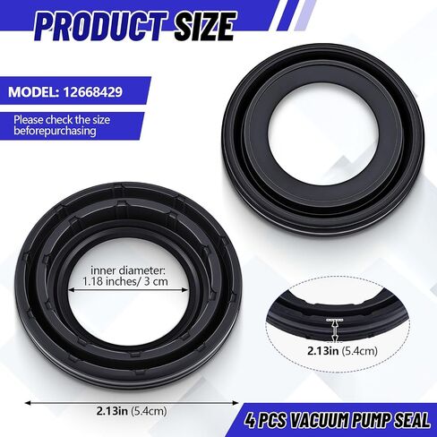 4 Pcs 12668429 Vacuum Pump Seal Ring Vacuum Pump Oil Seal Compatible with Genuine Parts in Saudi Arabia