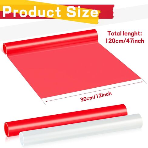 Patelai 2 Rolls 3.94 ft X 11.81 Inches Self Adhesive Repair Light Tape Auto Tail Light Tape Fog Lights Tint Tape Headlight Lens Tape (Red, Clear) in Saudi Arabia