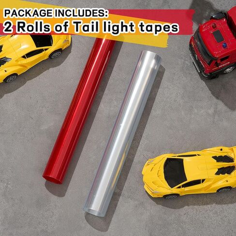 Patelai 2 Rolls 3.94 ft X 11.81 Inches Self Adhesive Repair Light Tape Auto Tail Light Tape Fog Lights Tint Tape Headlight Lens Tape (Red, Clear) in Saudi Arabia