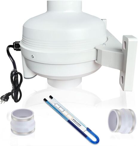 4x3 Radon Installation Kit, Radon Mitigation System Inline Duct Fan IP67 Waterproof, Indoor Outdoor Ventilatio Commercial/Residential, Manometer, System Alarm in Saudi Arabia
