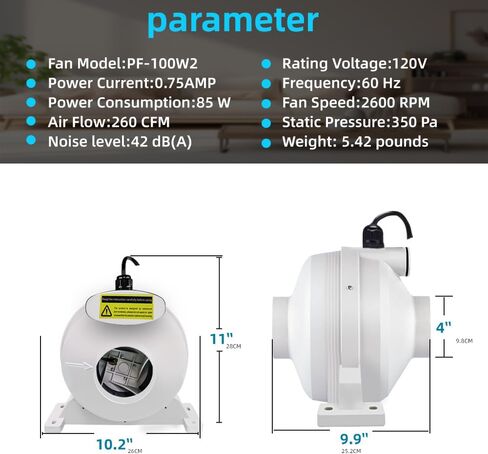 4x3 Radon Installation Kit, Radon Mitigation System Inline Duct Fan IP67 Waterproof, Indoor Outdoor Ventilatio Commercial/Residential, Manometer, System Alarm in Saudi Arabia