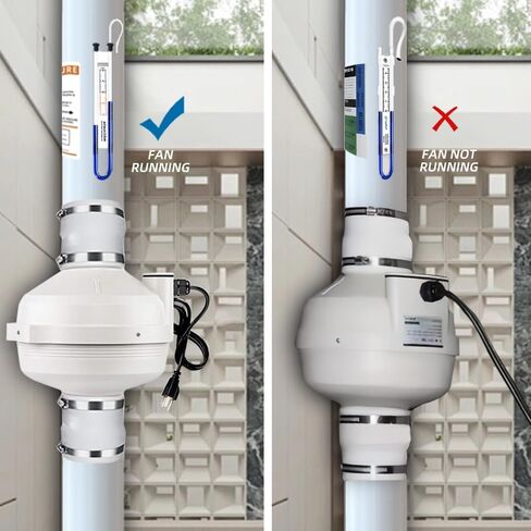 4x3 Radon Installation Kit, Radon Mitigation System Inline Duct Fan IP67 Waterproof, Indoor Outdoor Ventilatio Commercial/Residential, Manometer, System Alarm in Saudi Arabia