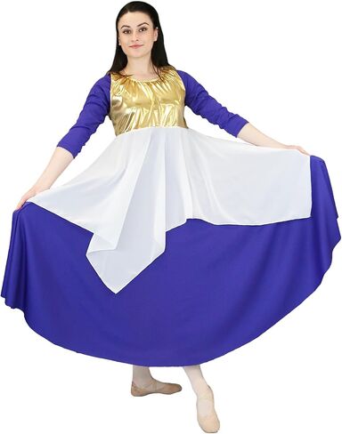 Danzcue Womens Worship Tunic Praise Dance Tunic for Women Metallic Patchwork Sleeveless Asymmetrical Hem Liturgical Dance Top in Saudi Arabia