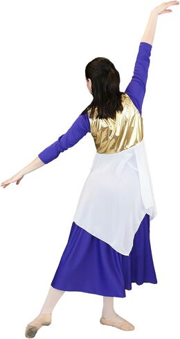 Danzcue Womens Worship Tunic Praise Dance Tunic for Women Metallic Patchwork Sleeveless Asymmetrical Hem Liturgical Dance Top in Saudi Arabia