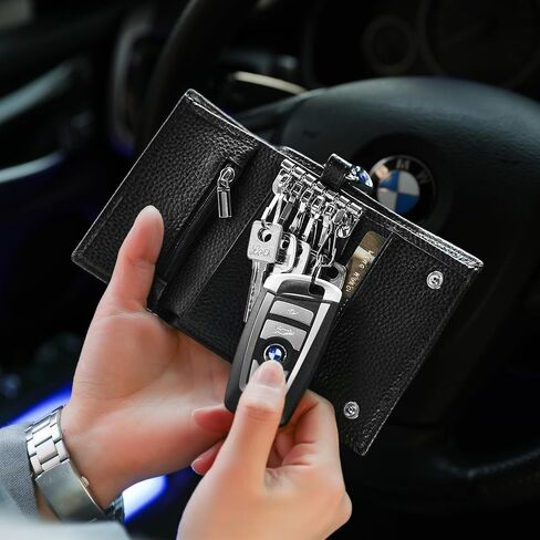 Meichoon key case محافظ جلدية محفظة محمولة حاملي مفاتيح عملة صغيرة الحجم multi حامل البطاقة الأنيق لمكتب المنظم ، xf09 أسود in Saudi Arabia