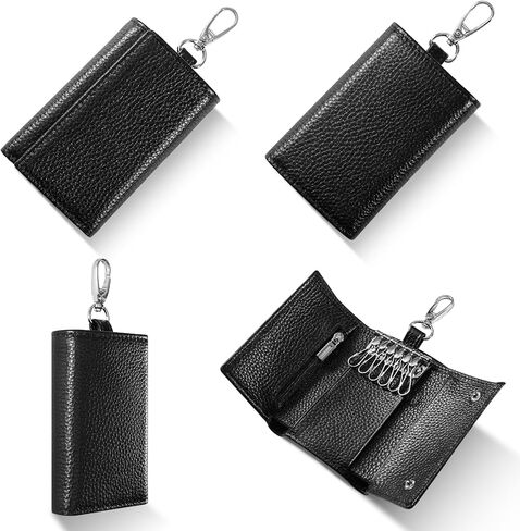 Meichoon key case محافظ جلدية محفظة محمولة حاملي مفاتيح عملة صغيرة الحجم multi حامل البطاقة الأنيق لمكتب المنظم ، xf09 أسود in Saudi Arabia