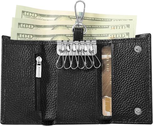 Meichoon key case محافظ جلدية محفظة محمولة حاملي مفاتيح عملة صغيرة الحجم multi حامل البطاقة الأنيق لمكتب المنظم ، xf09 أسود in Saudi Arabia