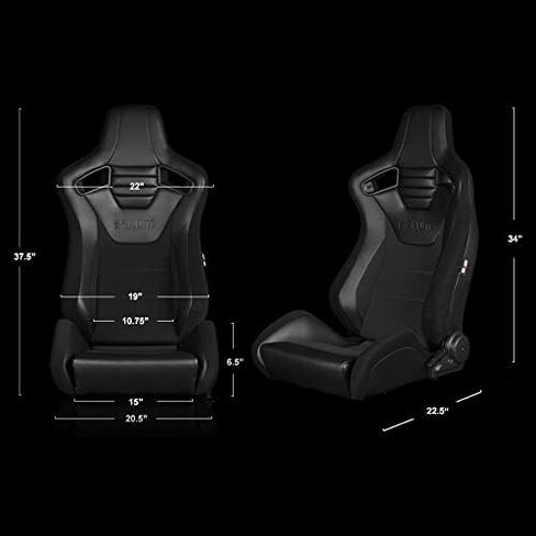 مقاعد سباق Braum Elite-S Series-جلدية سوداء مع نسيج جاكار أسود-مقعد مستلق مع دعم ألياف الكربون-مجموعة من 2 (BRR1S-BKBS) in Kuwait