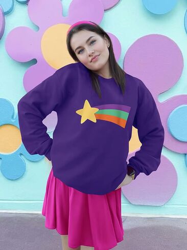 Mabel Pines Cosplay Costume for Women Kids Girls Rainbow Star Crewneck Sweatshirt Gravity Falls Halloween Pullover in Kuwait