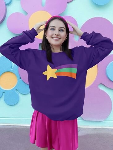 Mabel Pines Cosplay Costume for Women Kids Girls Rainbow Star Crewneck Sweatshirt Gravity Falls Halloween Pullover in Kuwait
