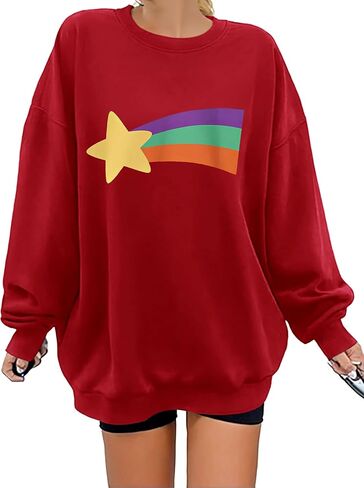 Mabel Pines Cosplay Costume for Women Kids Girls Rainbow Star Crewneck Sweatshirt Gravity Falls Halloween Pullover in Kuwait