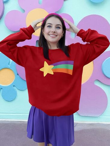 Mabel Pines Cosplay Costume for Women Kids Girls Rainbow Star Crewneck Sweatshirt Gravity Falls Halloween Pullover in Kuwait