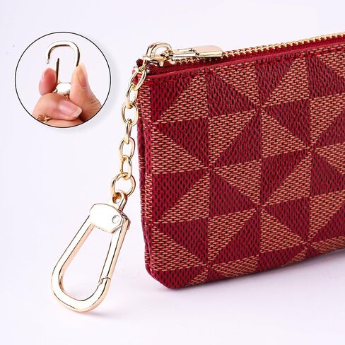 Leather Coin Purse for Women with KeyChain Small Zipper Change Purse coin Pouch Card Holder Wallet Clutch for Women & Men(Brown) in Saudi Arabia