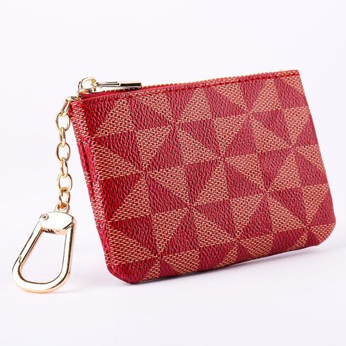 Leather Coin Purse for Women with KeyChain Small Zipper Change Purse coin Pouch Card Holder Wallet Clutch for Women & Men(Brown) in Saudi Arabia