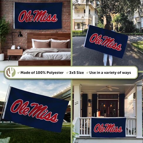 Desert Cactus University of Mississippi Flag Rebels Ole Miss U of M Flags Banners 100% Polyester Indoor Outdoor 3x5 (Design J) in Kuwait