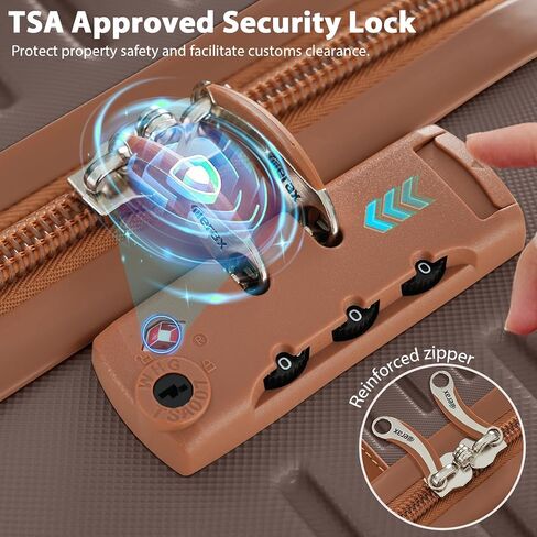 Merax Hardshell Luggage Set with TSA Lock, 20-Inch Airline Approved Carry-On with Cup Holder, 28" Checked Suitcase, Lightweight Spinner Luggage for Travel (Blue, 20/28) in Kuwait