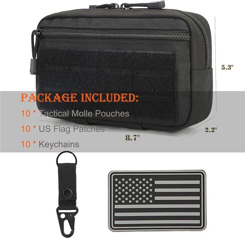 2 Pack Tactical Molle Admin Pouch with US Flag Patch and Keychain - Utility Laser Cut Tactical EDC Tool Pouch Bag Horizontal Modular Pouches Utility Tool Pouch in Kuwait