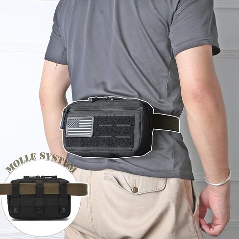 2 Pack Tactical Molle Admin Pouch with US Flag Patch and Keychain - Utility Laser Cut Tactical EDC Tool Pouch Bag Horizontal Modular Pouches Utility Tool Pouch in Kuwait