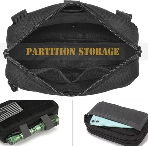 2 Pack Tactical Molle Admin Pouch with US Flag Patch and Keychain - Utility Laser Cut Tactical EDC Tool Pouch Bag Horizontal Modular Pouches Utility Tool Pouch in Kuwait