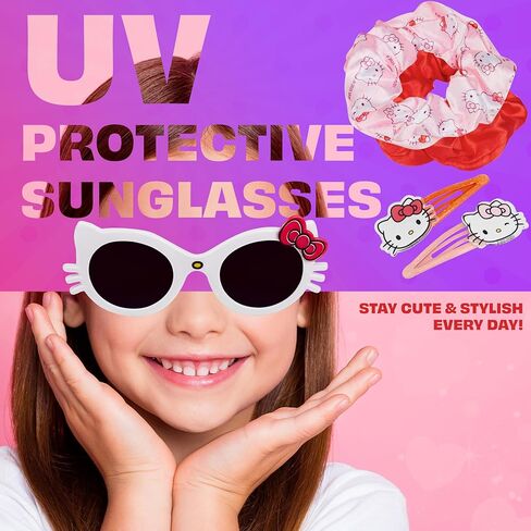 Get Trend UV Protection Sunglasses and Hair Accessories with Scrunchies Cute Hair Clips Small Pouch Gifts for Girls in Kuwait