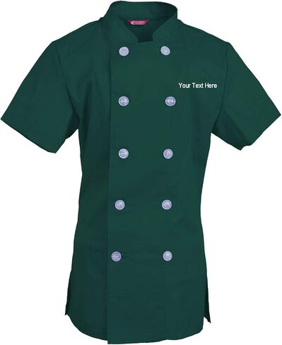 Embroidered Women's Chef Coat Short Sleeve Chef Shirt Cook Coat Personalized with Your Text in Kuwait