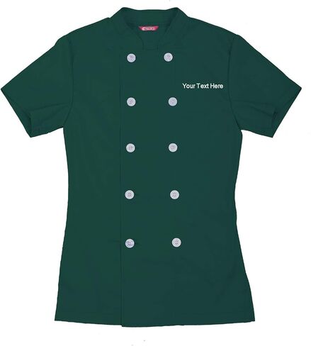 Embroidered Women's Chef Coat Short Sleeve Chef Shirt Cook Coat Personalized with Your Text in Kuwait