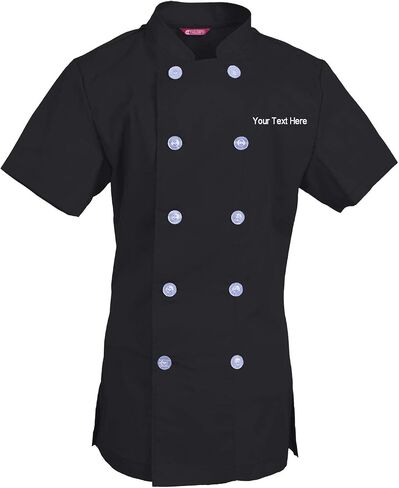 Embroidered Women's Chef Coat Short Sleeve Chef Shirt Cook Coat Personalized with Your Text in Kuwait