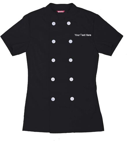 Embroidered Women's Chef Coat Short Sleeve Chef Shirt Cook Coat Personalized with Your Text in Kuwait