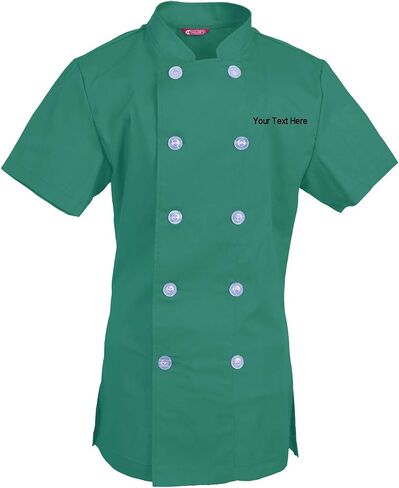 Embroidered Women's Chef Coat Short Sleeve Chef Shirt Cook Coat Personalized with Your Text in Kuwait