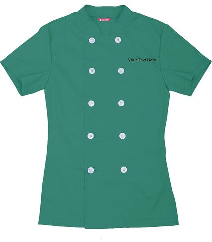 Embroidered Women's Chef Coat Short Sleeve Chef Shirt Cook Coat Personalized with Your Text in Kuwait