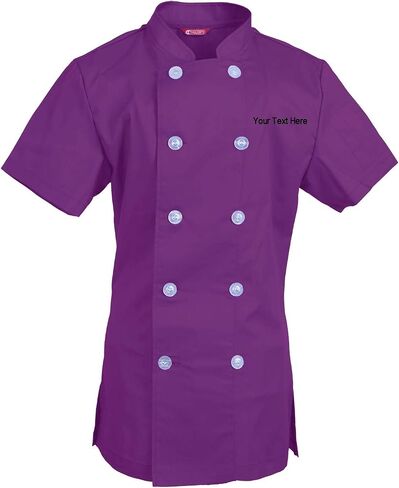 Embroidered Women's Chef Coat Short Sleeve Chef Shirt Cook Coat Personalized with Your Text in Kuwait