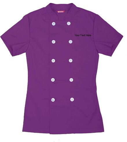 Embroidered Women's Chef Coat Short Sleeve Chef Shirt Cook Coat Personalized with Your Text in Kuwait