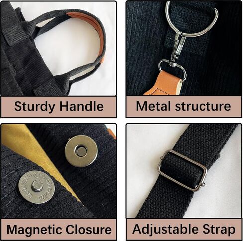 Women Canvas Tote Bag With Pockets Crossbody Bags for Women Casual Hobo Messenger Bag Shoulder Bag Handbag for Women in Kuwait