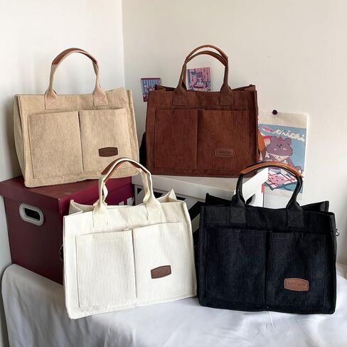 Women Canvas Tote Bag With Pockets Crossbody Bags for Women Casual Hobo Messenger Bag Shoulder Bag Handbag for Women in Kuwait