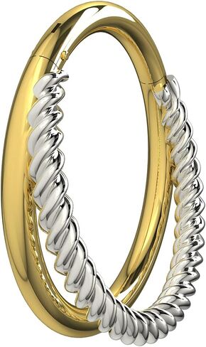 نغمة مزدوجة المكدس 9K الذهب الأصفر الصلب والذهب الأبيض 18 مقياس مفصلي الفرس حلقة الأذن الحاجز تراغوس هولكس مثقوب المجوهرات in Kuwait