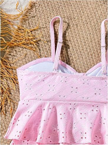 Shenhe Girl's 2 قطعة Tankini Swimsuit Shuffle Flounce بدلة السباحة العيينة التطريز in Kuwait
