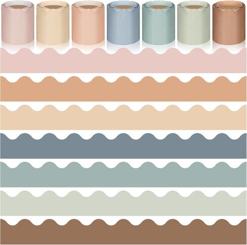 7 Rolls 206.5 Feet Colorful Bulletin Board Borders Scalloped Classroom Borders Bulletin Board Trim Boho Classroom Decor for Teacher Students Bulletin Board Classroom Home Office Decors (Pastel Color) in Kuwait