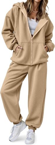 SHESHOW Fall Outfits for Women Oversized Zip up Hoodie Sweatshirt Jogger Sweatpants 2 Piece Sweatsuits Lounge Sets in Saudi Arabia