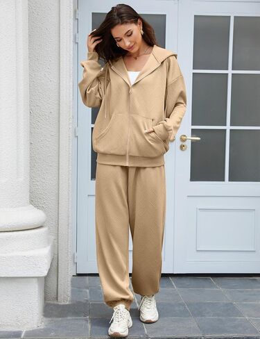 SHESHOW Fall Outfits for Women Oversized Zip up Hoodie Sweatshirt Jogger Sweatpants 2 Piece Sweatsuits Lounge Sets in Saudi Arabia