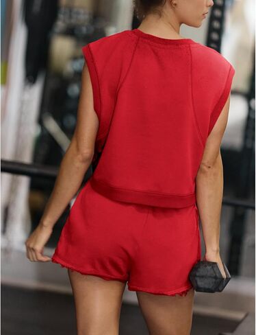 Songling Two Piece Sets for Women Summer Short Workout Tank Tops and Shorts Matching Set Outfits Tracksuit with Pockets in Kuwait