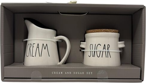 Rae Dunn SUGAR Jar + CREAM Creamer Set مع صينية خشبية in Kuwait