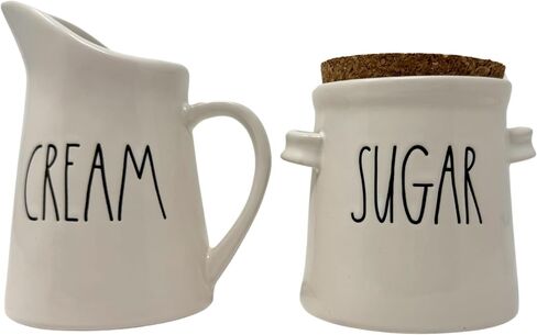 Rae Dunn SUGAR Jar + CREAM Creamer Set مع صينية خشبية in Kuwait