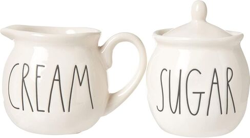 Rae Dunn SUGAR Jar + CREAM Creamer Set مع صينية خشبية in Kuwait