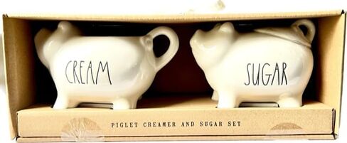 Rae Dunn SUGAR Jar + CREAM Creamer Set مع صينية خشبية in Kuwait