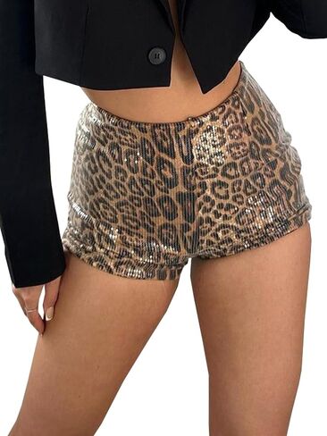 Women Shorts Summer Casual Booty Shorts Stretchy Waist Sequin Short Dance Pants Hot Bottoms in Saudi Arabia