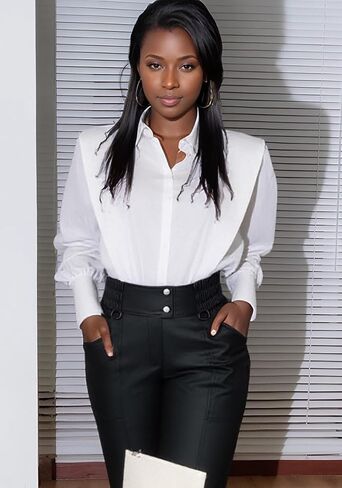 Tbahhir Women's Leather Shorts Elastic Waist Straight Leg Pants Black Bermuda Short Business Casual Streetwear in Saudi Arabia